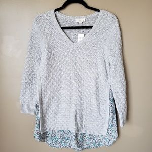 Ann Taylor LOFT Dove Grey Layered Sweater